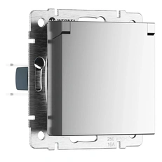 Изображение Розетка влагозащищенная с заземлением с крышкой и шторками IP44 (серебряный матовый) W1171265