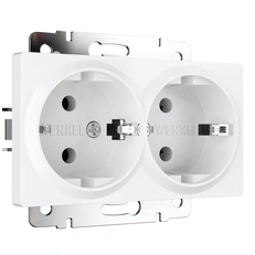 Изображение Розетка двойная с заземлением (белый матовый) W1172061
